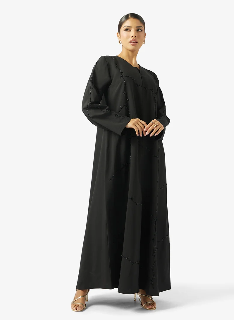 Hayas Closet  Black Embellished Abaya With Sheila for Women | Best Price UAE